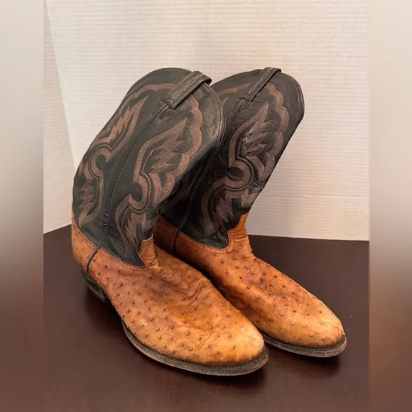 Vintage Tony Lama Ostrich Cowboy Boots