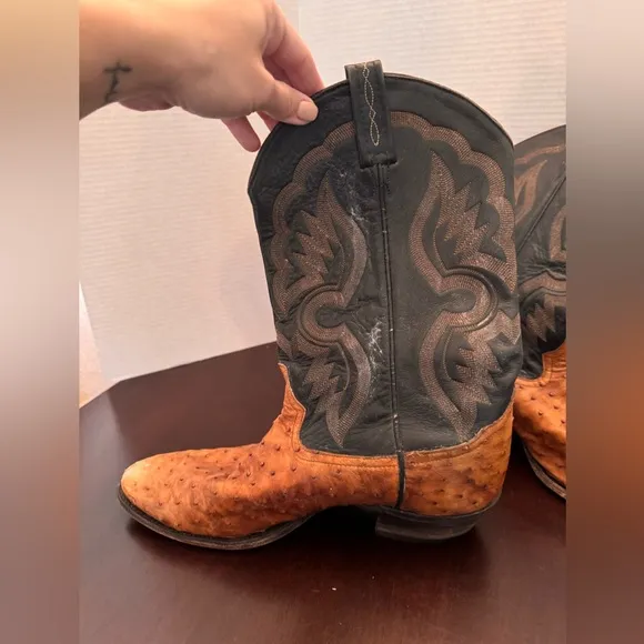 Vintage Tony Lama Ostrich Cowboy Boots