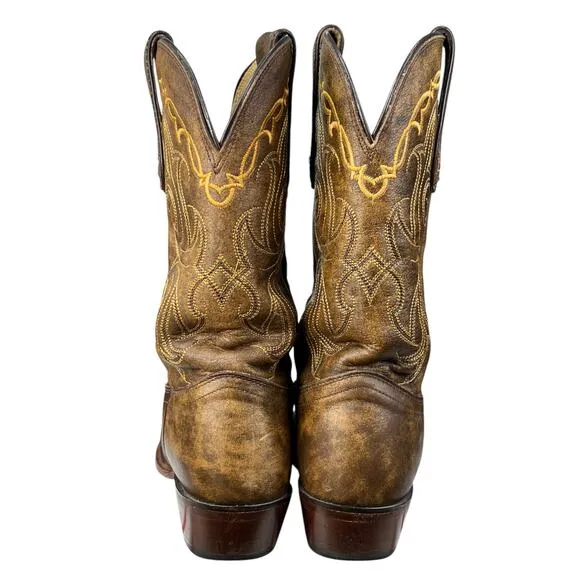Vintage Tony Lama Vaquero Santa Fe Brown Leather Cowgirl Boot Size US 9 B
