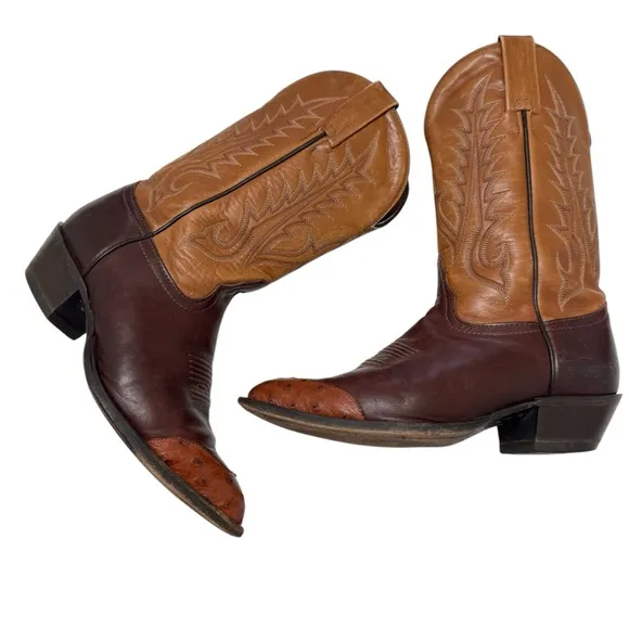 Vintage Tony llama style 1026 ostrich wind tip western boots Sz 6.5