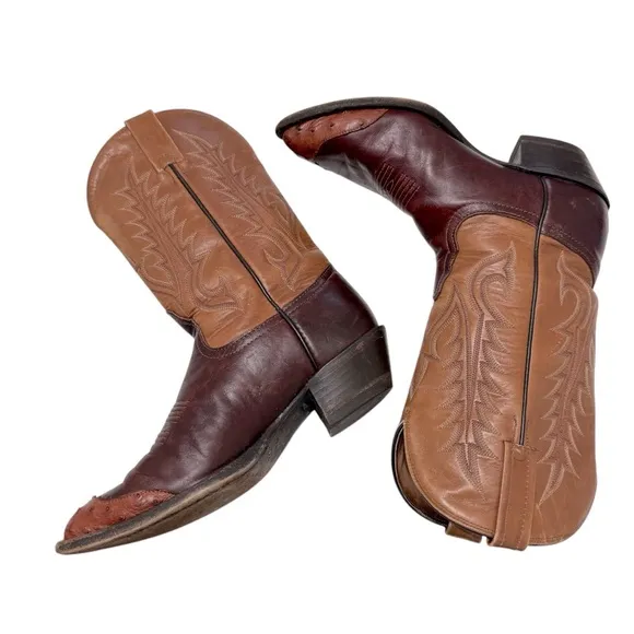 Vintage Tony llama style 1026 ostrich wind tip western boots Sz 6.5