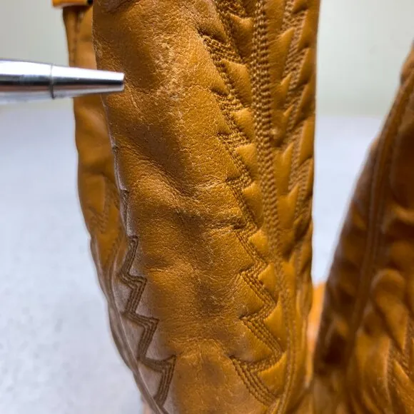 Vintage Unbranded Cowboy Boots Men's 10.5 E Cognac Faux Leather