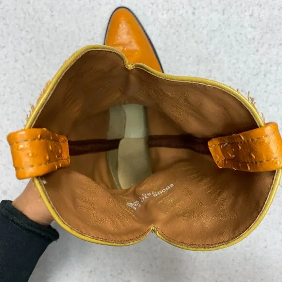 Vintage Unbranded Cowboy Boots Men's 10.5 E Cognac Faux Leather