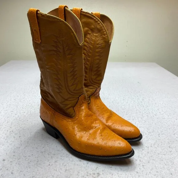 Vintage Unbranded Cowboy Boots Men's 10.5 E Cognac Faux Leather