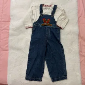 Vintage Western Go! Baby cowboy denim overalls with shirt
