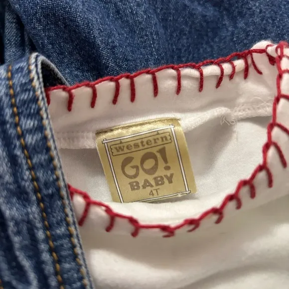 Vintage Western Go! Baby cowboy denim overalls with shirt