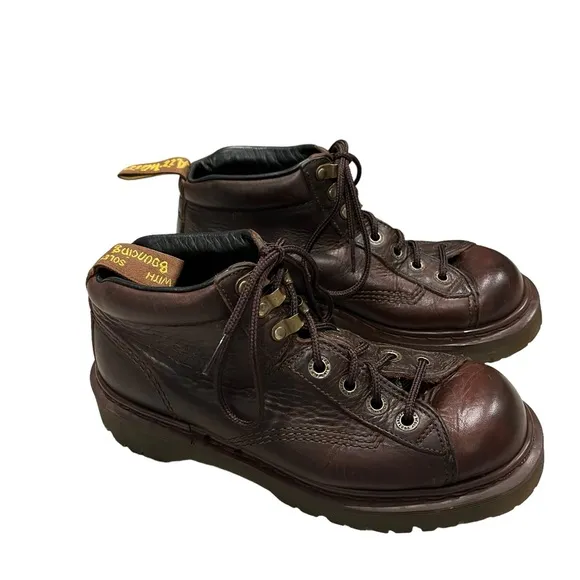Vintage Women’s Dr. Martens  8287 Brown Leather High Top Lace Up Chunky Boots