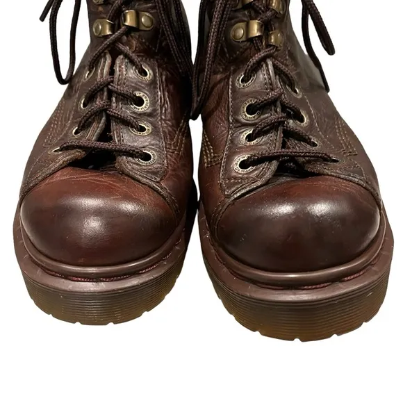Vintage Women’s Dr. Martens  8287 Brown Leather High Top Lace Up Chunky Boots