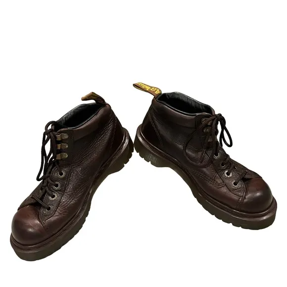 Vintage Women’s Dr. Martens  8287 Brown Leather High Top Lace Up Chunky Boots