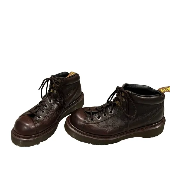 Vintage Women’s Dr. Martens  8287 Brown Leather High Top Lace Up Chunky Boots