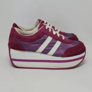 Vintage Y2k 90s Chunky Platform Suede Pink Purple Lace Up Sneakers Shoes Size 6