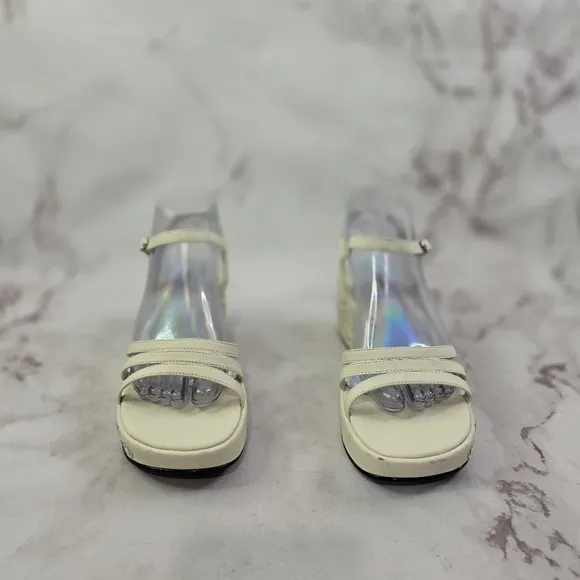 Vintage Y2K Shoes Womens 8.5 M White Beaded Formal Prom Platform Heels Shoe RARE