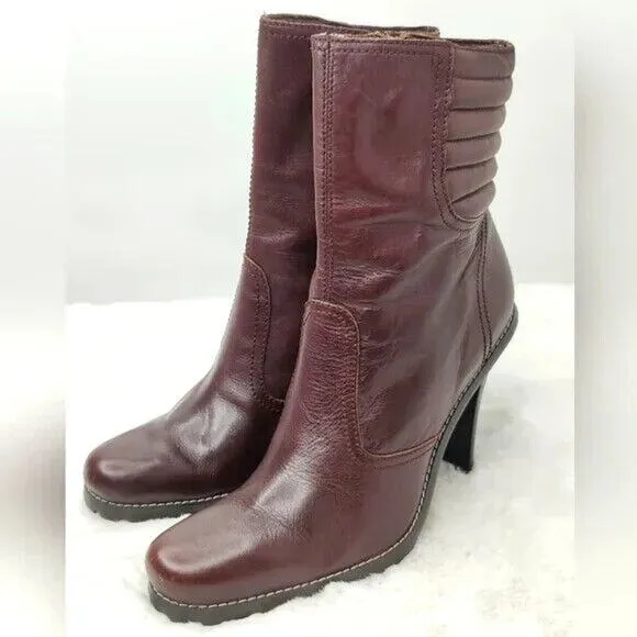 Vintage  Y2K Steve Madden Brown Leather Heeled Bootie Sz US 7.5M