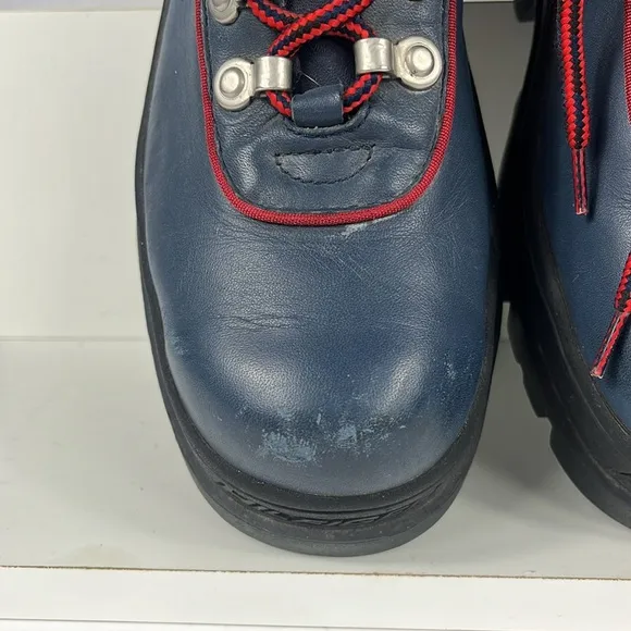 Vintage Y2K Tommy Hilfiger Navy Blue Chunky Leather Boots Lug Sole.