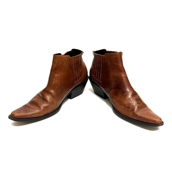 Vintage Y2K women’s brown leather western style Chelsea ankle boots