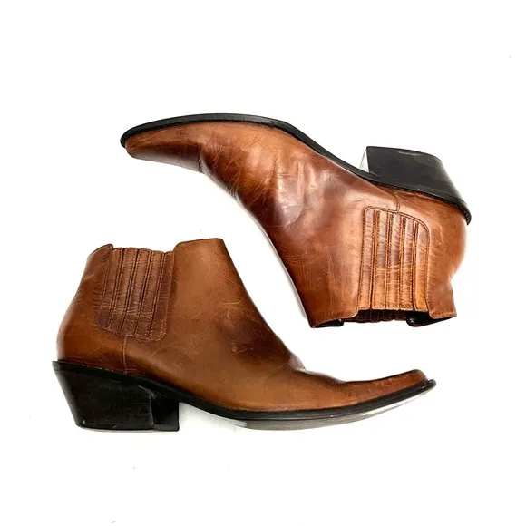 Vintage Y2K women’s brown leather western style Chelsea ankle boots