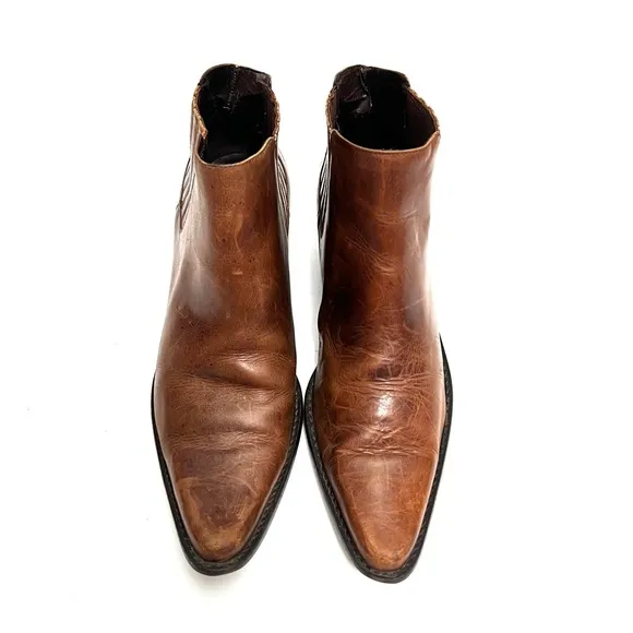 Vintage Y2K women’s brown leather western style Chelsea ankle boots