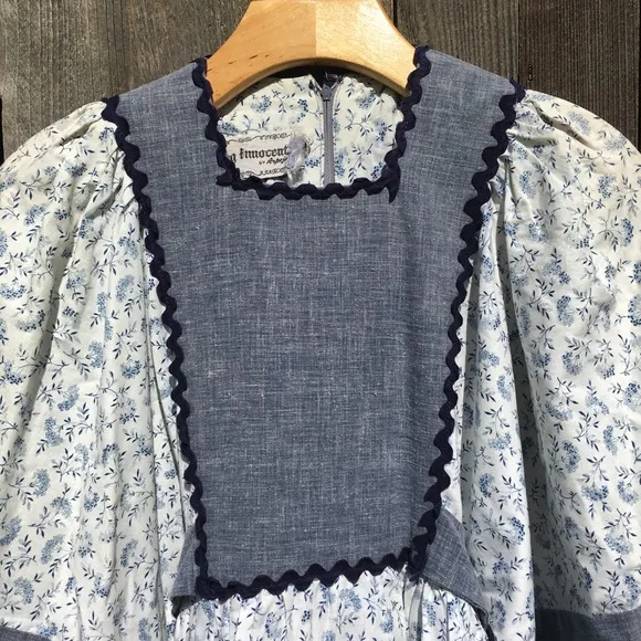 Vintage Young Innocent By Arpeja Prairie Dress Blue White XS