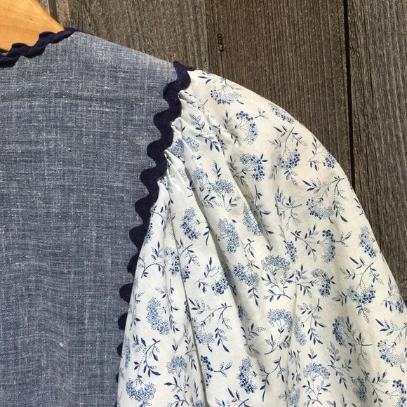 Vintage Young Innocent By Arpeja Prairie Dress Blue White XS