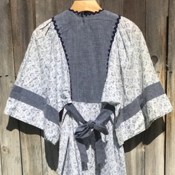 Vintage Young Innocent By Arpeja Prairie Dress Blue White XS