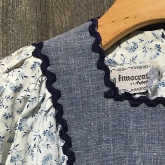 Vintage Young Innocent By Arpeja Prairie Dress Blue White XS