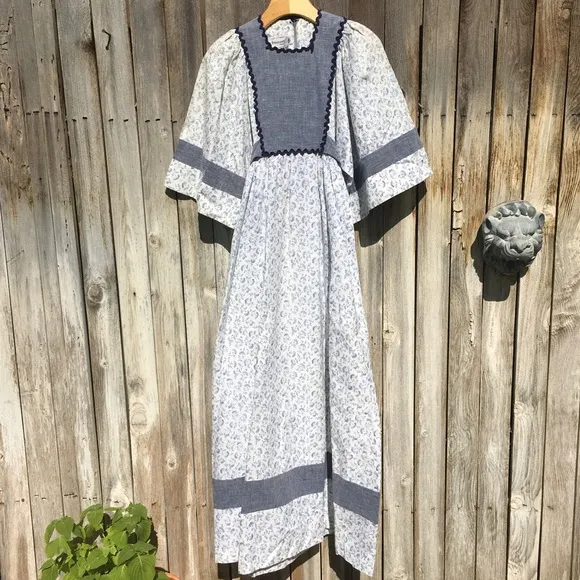 Vintage Young Innocent By Arpeja Prairie Dress Blue White XS