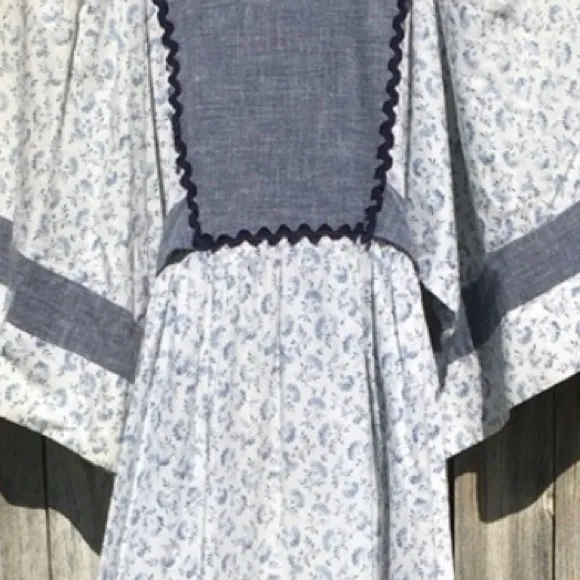 Vintage Young Innocent By Arpeja Prairie Dress Blue White XS