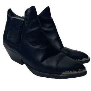 Vintage Zodiac Kitty Women’s Western Black Leather Cowgirl Ankle Boots