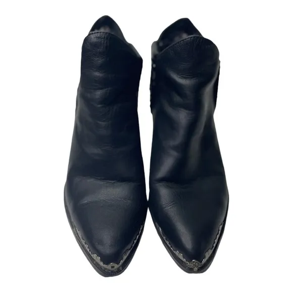 Vintage Zodiac Kitty Women’s Western Black Leather Cowgirl Ankle Boots