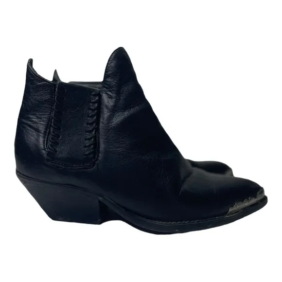 Vintage Zodiac Kitty Women’s Western Black Leather Cowgirl Ankle Boots
