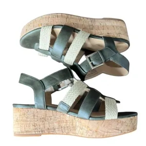 Violet &amp; Red Capree Woven Braid Wedge Platform Sandals in Olive, Size 7. NWT!