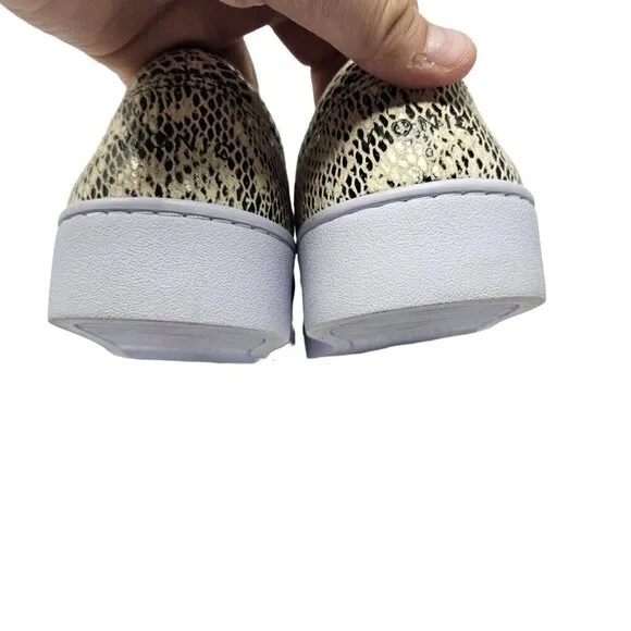 Vionic Demetra Snakeskin Slip On Sneakers Shoes Beige/Black Women’s Size 8.5