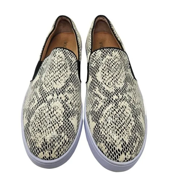 Vionic Demetra Snakeskin Slip On Sneakers Shoes Beige/Black Women’s Size 8.5
