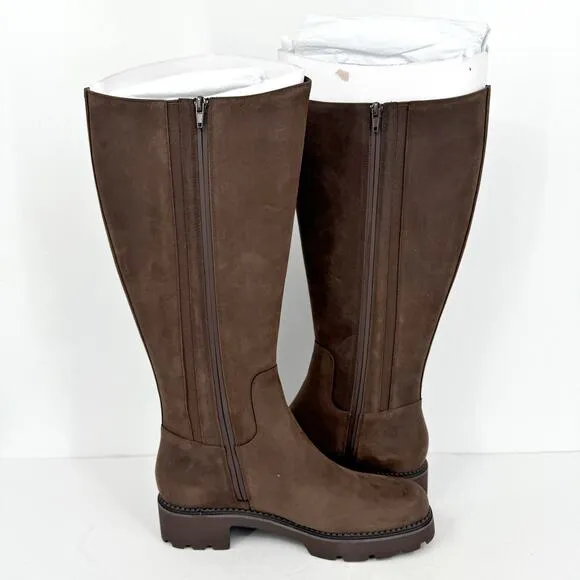 VIONIC Womens Fallbrook Knee High Boot US 10 M Brown Water Resistant Leather NIB