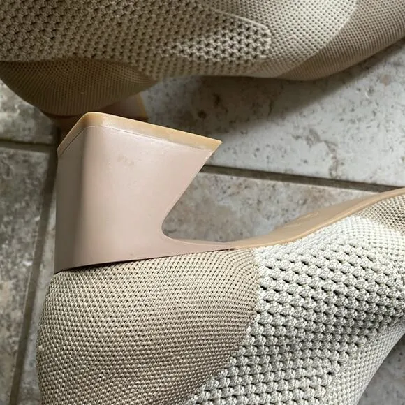 Vivaia Melissa Square-Toe Perforated Heeled Sock Boots Cream Ivory