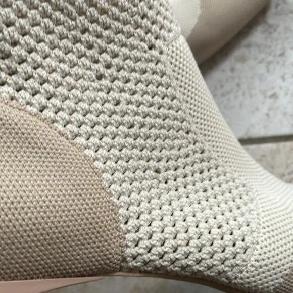 Vivaia Melissa Square-Toe Perforated Heeled Sock Boots Cream Ivory