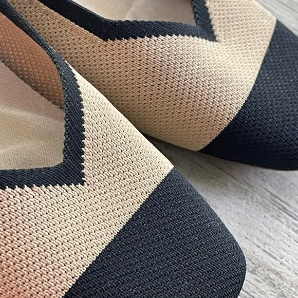 VIVAIA SQUARE Toe Black &amp; Cream Women's Mary Jane Shoes Size 9 US 40 EU