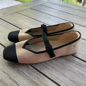 VIVAIA SQUARE Toe Black &amp; Cream Women's Mary Jane Shoes Size 9 US 40 EU