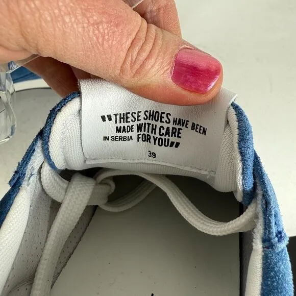 Voile Blanche Julia Athletic Sneakers Women's 8.5 Blue Suede Lace-Up Low Top