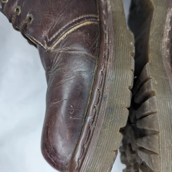 Vtg 90s Dr. Marten's Men's AirWair Brown Leather 3 Eye Boots US Size 9
