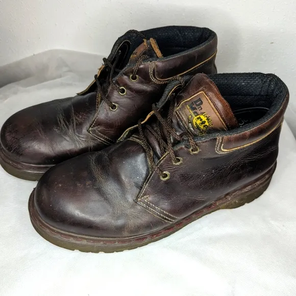 Vtg 90s Dr. Marten's Men's AirWair Brown Leather 3 Eye Boots US Size 9
