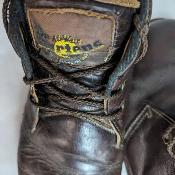 Vtg 90s Dr. Marten's Men's AirWair Brown Leather 3 Eye Boots US Size 9