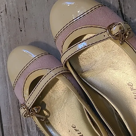 Vtg Juicy Couture Women's 8 Pink Suede Butternut Yellow Patent Leather Flats Y2K