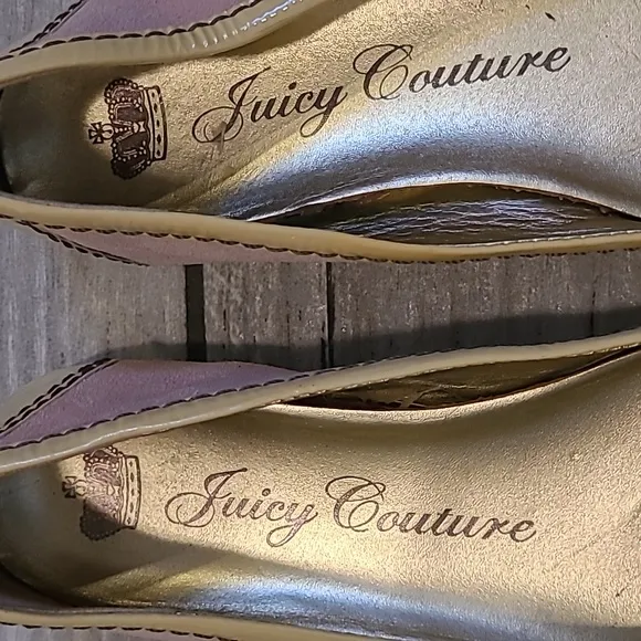 Vtg Juicy Couture Women's 8 Pink Suede Butternut Yellow Patent Leather Flats Y2K