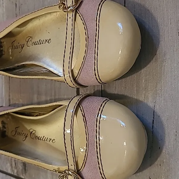 Vtg Juicy Couture Women's 8 Pink Suede Butternut Yellow Patent Leather Flats Y2K