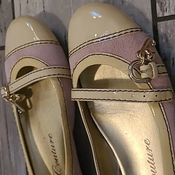 Vtg Juicy Couture Women's 8 Pink Suede Butternut Yellow Patent Leather Flats Y2K