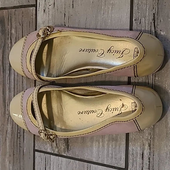 Vtg Juicy Couture Women's 8 Pink Suede Butternut Yellow Patent Leather Flats Y2K