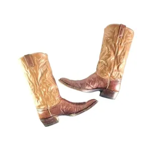 Vtg JUSTIN Brown Lizard Leather Cowboy Boots Sz 9 Men's 9031 Western Exotic