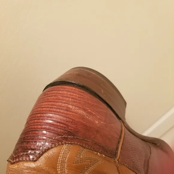 Vtg JUSTIN Brown Lizard Leather Cowboy Boots Sz 9 Men's 9031 Western Exotic