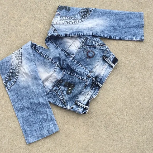 VTG Retro RARE Multi Media Pattern Boho punk skinny jean